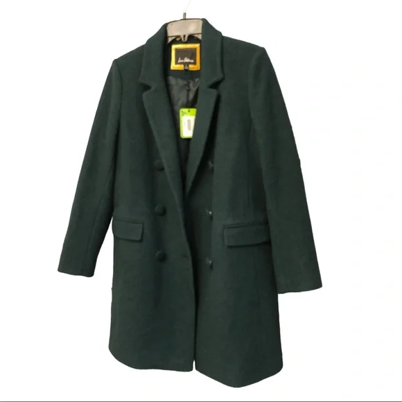 Sam Edelman Womens Green Wool Blend Midi Pea Coat Outerwear Size 8 - Picture 3 of 10
